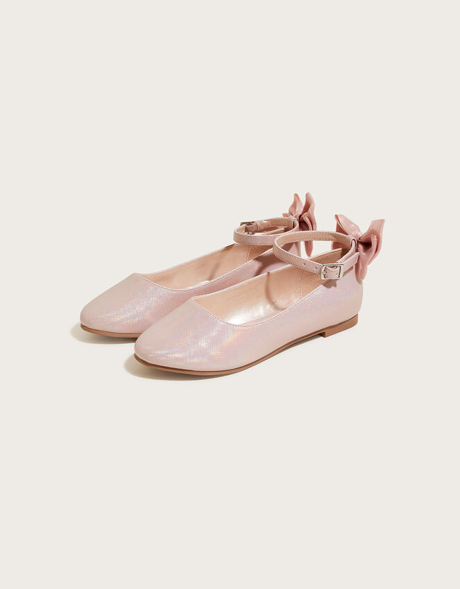 Organza Bow Ballerina Flats, Pink (PINK), large