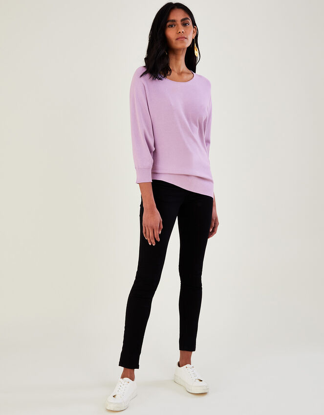 Button Back Scoop Neck Jumper, Purple (LILAC), large