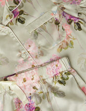 Floral Satin Short Pyjama Set, Green (GREEN), large