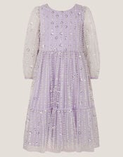 Colette Pearl Long Sleeve Party Dress, Purple (LILAC), large