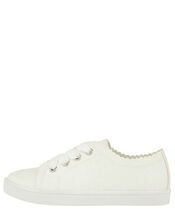 Mya Glitter Trainers with Scalloped Edges, Ivory (IVORY), large