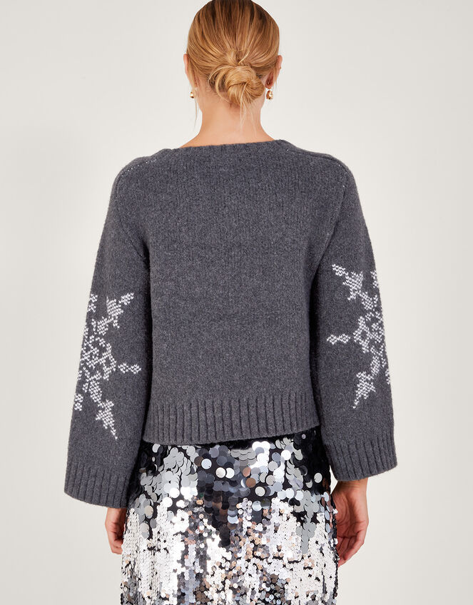 Sal Snowflake Jumper, Grey (CHARCOAL), large