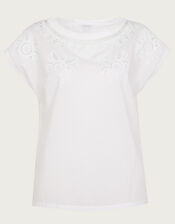 Floral Cut-Out T-Shirt, Ivory (IVORY), large
