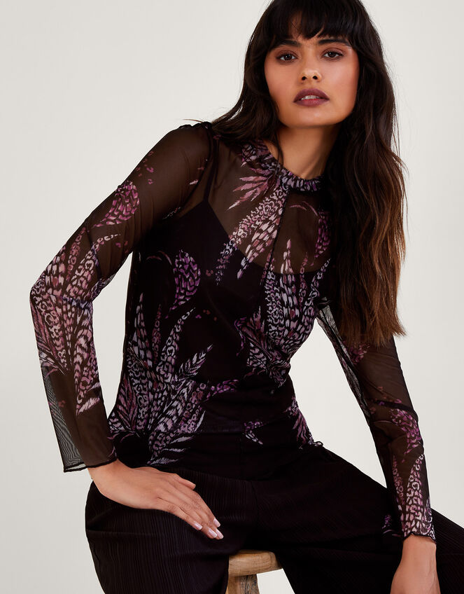 Print Mesh Top, Black (BLACK), large