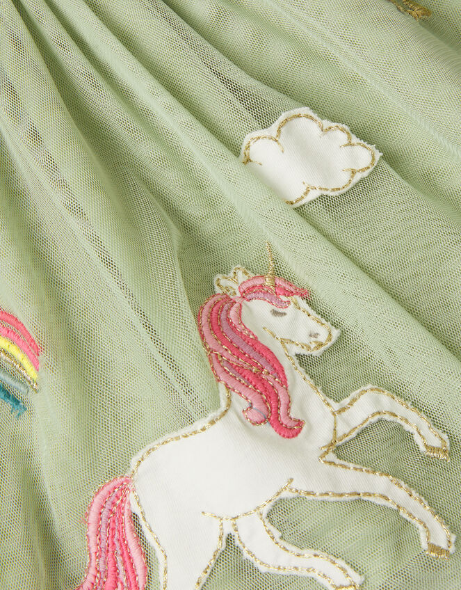 Baby Stripe Unicorn Tulle Dress, Ivory (IVORY), large