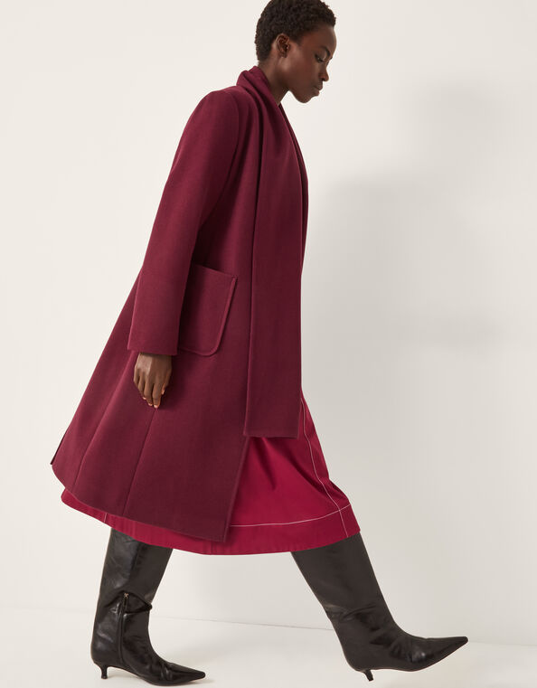 Alicia Scarf Coat, Red (BURGUNDY), large