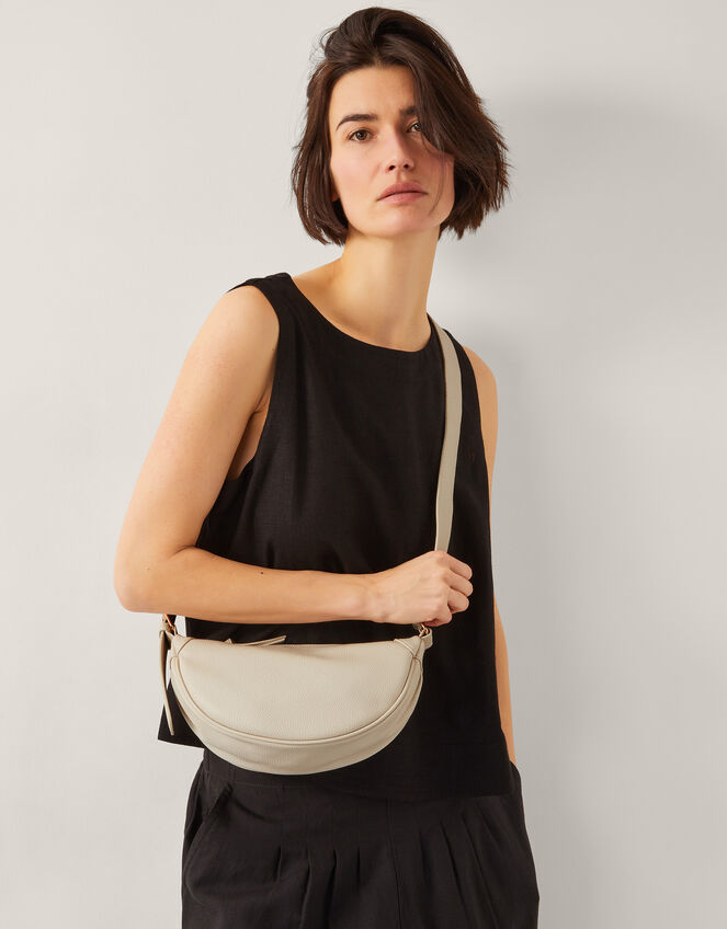 Meg Crescent Sling Bag, Cream (CREAM), large