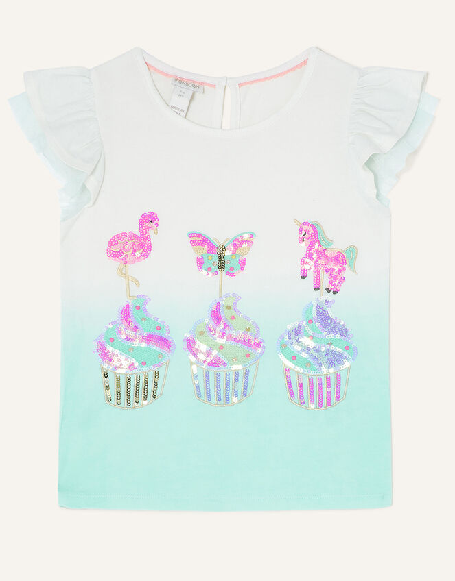 Cupcake Unicorn Ombre T-Shirt, Blue (BLUE), large