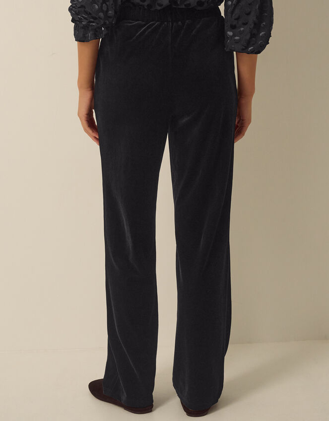 Mila Velvet Straight Leg Trousers, Black (BLACK), large