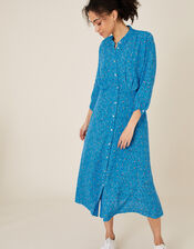 Floral Print Midi Dress, Blue (BLUE), large