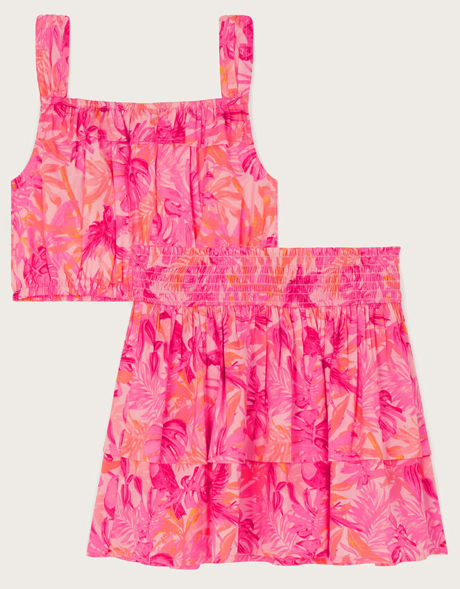 Birds Of Paradise Crop Top and Skirt Set, Pink (PINK), large