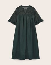 East Theia Embroidered Lace Maxi Dress, Green (DARK GREEN), large