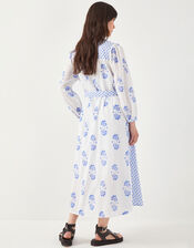 East Amber Hand-Screen Floral Print Midi Dress, Ivory (IVORY), large