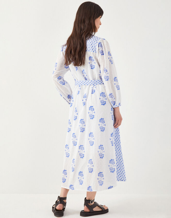 East Amber Hand-Screen Floral Print Midi Dress, Ivory (IVORY), large