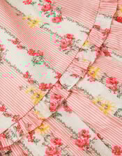 Frilly Floral Stripe Print Dress, Pink (PINK), large