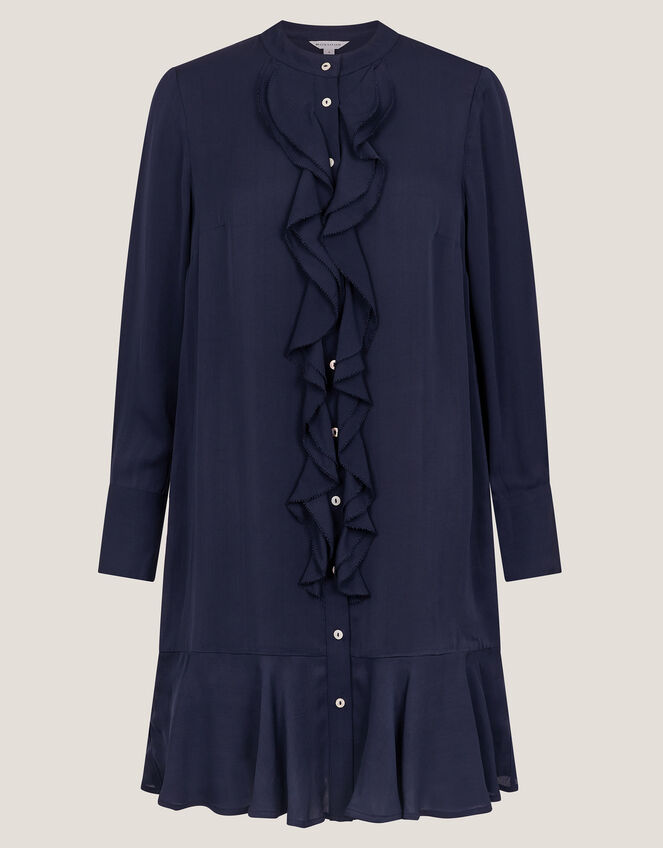 Lara Long Sleeve Frill Dress Blue