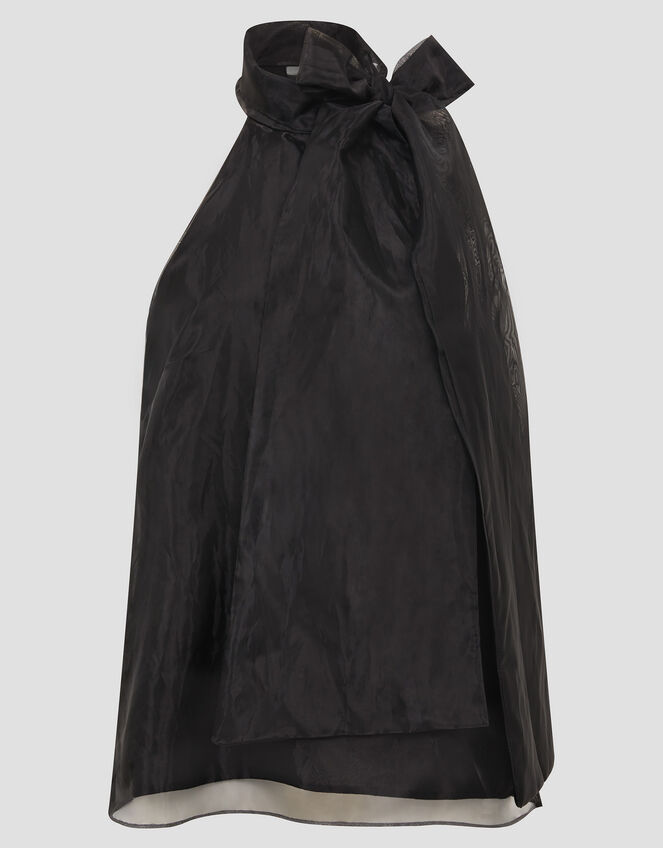 Vera Sleeveless Organza Pussybow Top, Black (BLACK), large