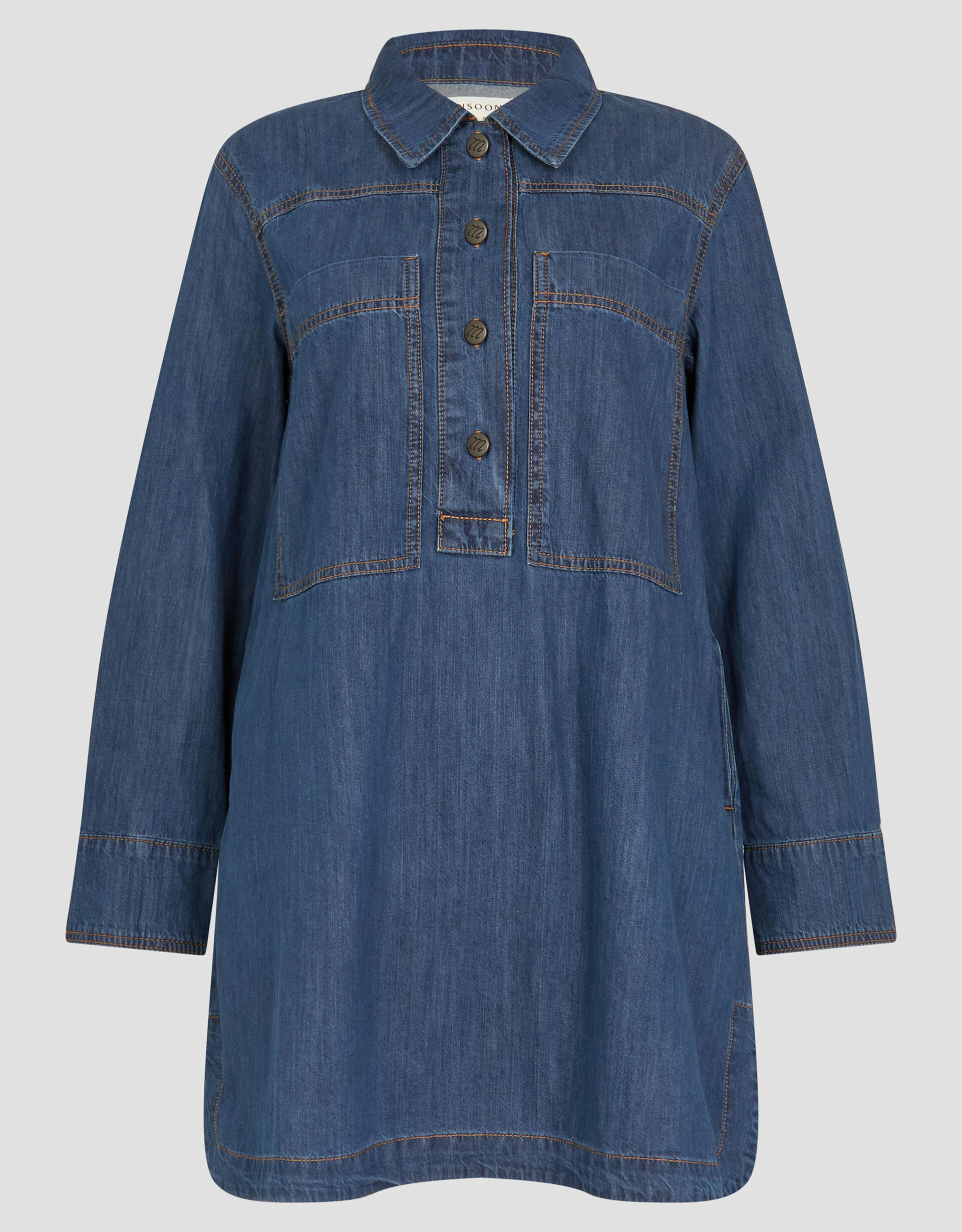 【爆買い！】 Dresses Day | Blue Dress Shirt Tunic Denim Nara | UK. Monsoon ワンピース