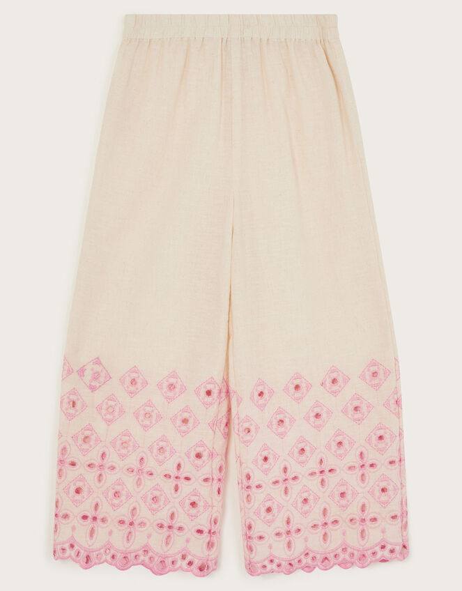 Broderie Wide Leg Trousers, Ivory (IVORY), large