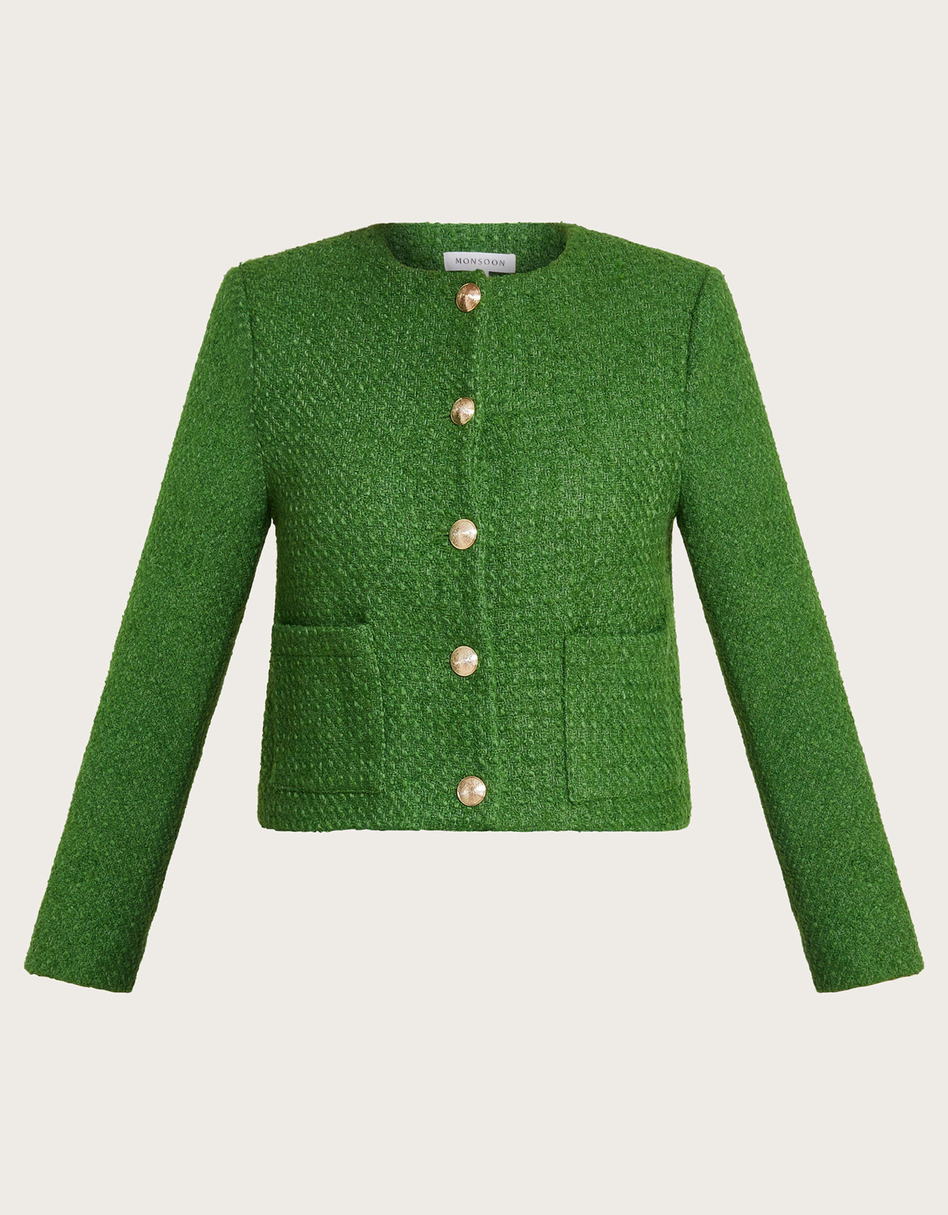 MABLE Lace Trim Collar Tweed Crop Jacket main image 0