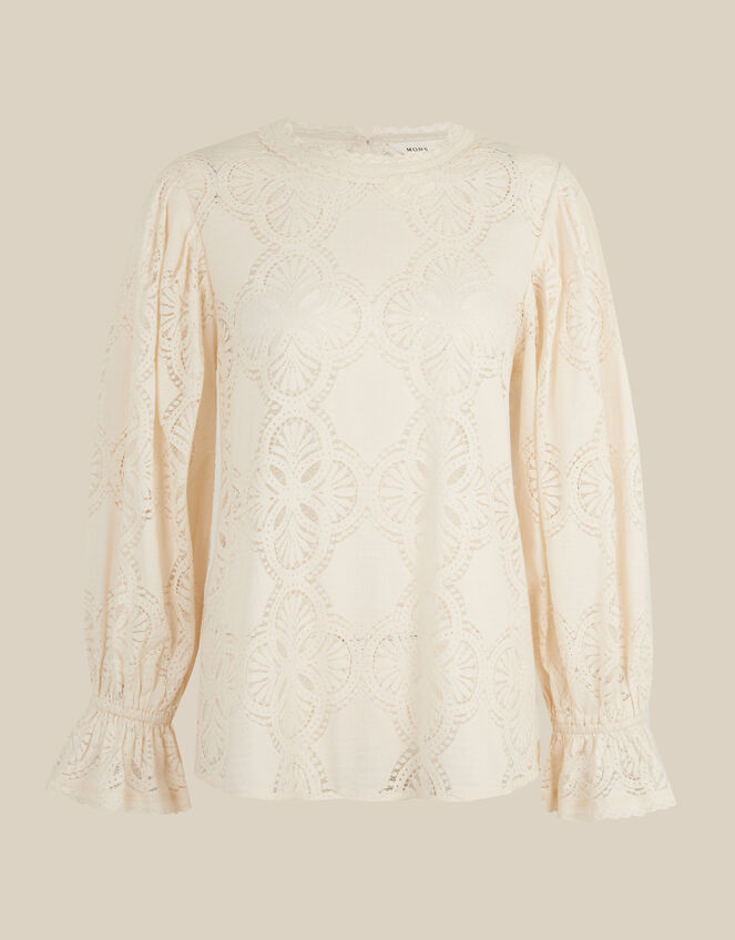 Imogen Lace Blouson Blouse, Ivory (IVORY), large