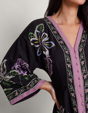 Kaya Embroidered Dress, Black (BLACK), large