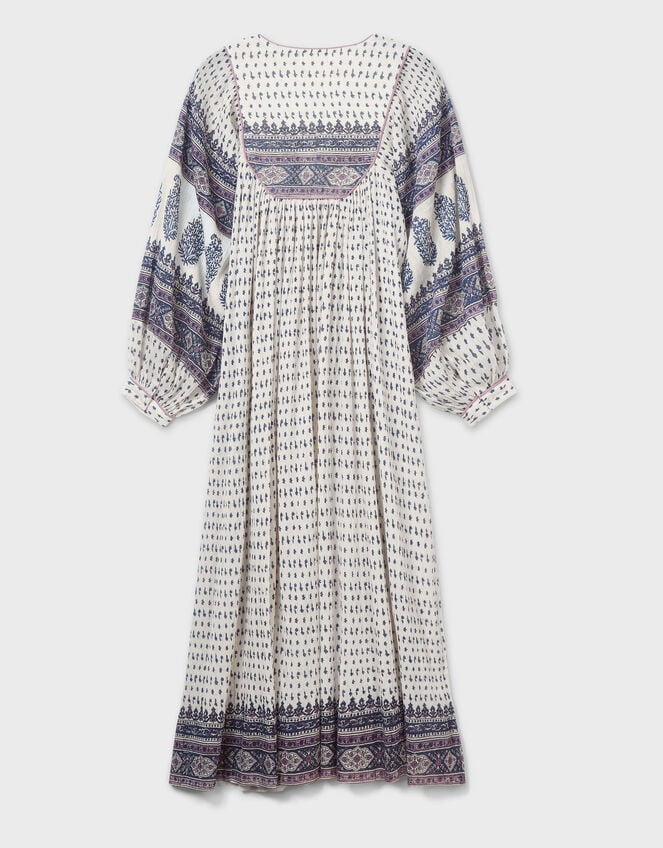 East Tilly Crinkle Cotton Midi Dress, Blue (BLUE), large