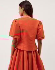 Mila Puff Sleeve Bow Jacket, Orange (ORANGE), large