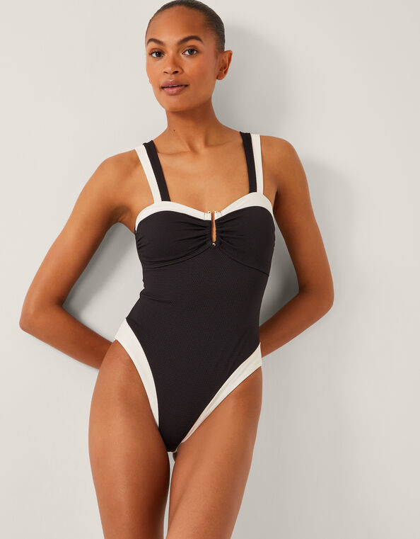 Sabrina Two Tone Swimsuit, Black (BLACK), large