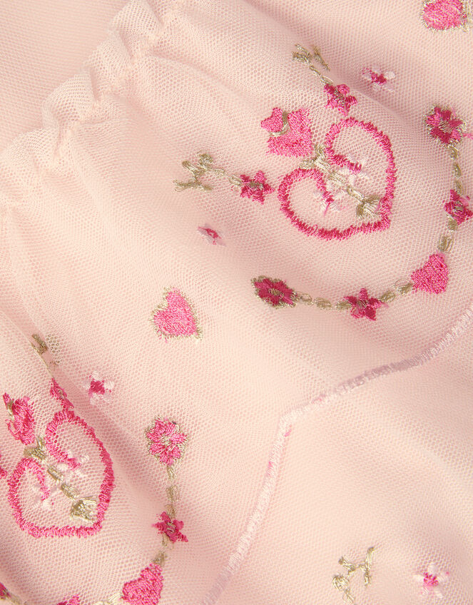 Baby Heart Embroidered Mesh Party Dress, Pink (PINK), large