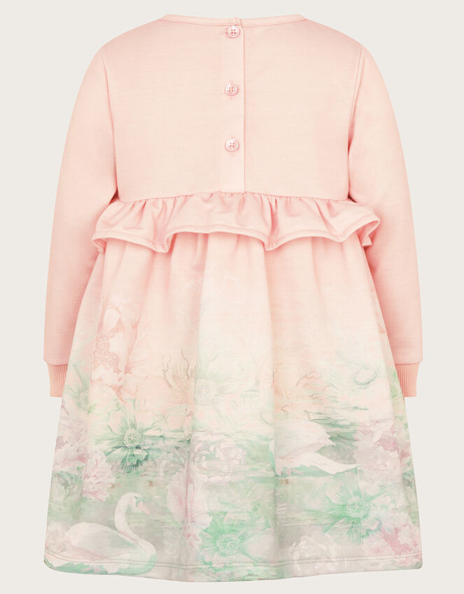 Baby Swan Scene Sweatshirt Dress, Pink (PINK), large
