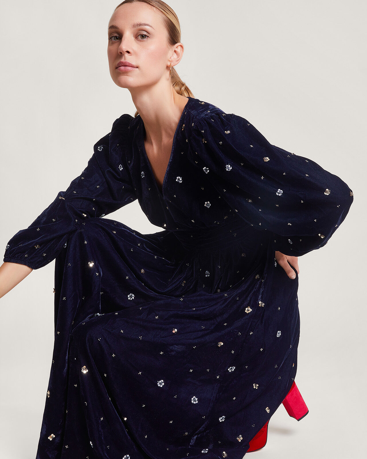 Monsoon navy sales velvet dress