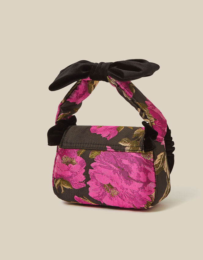 Monsoon x Queens of Archive Velvet Bow Floral Jacquard Bag, , large