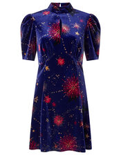 Harper Star Stretch Velvet Short Dress, Blue (COBALT), large