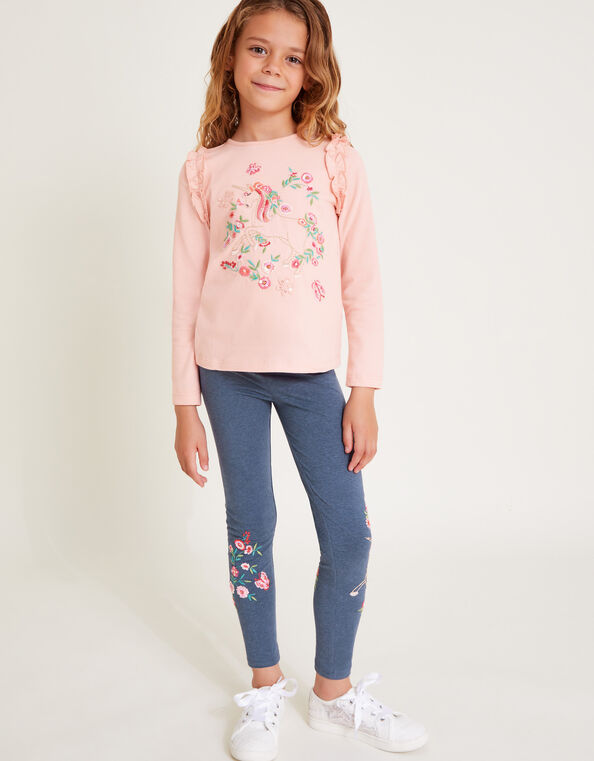 Embellished Unicorn Long Sleeve Top, Pink (PINK), large