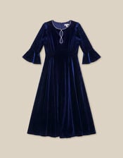 Clara Embellished Velvet Midi Dress, Blue (NAVY), large