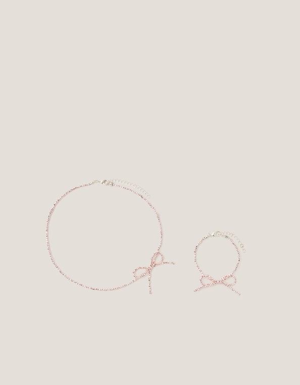 Beaded Bow Necklace & Bracelet Set, , large