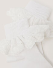 Baby Broderie Frill Socks, White (WHITE), large