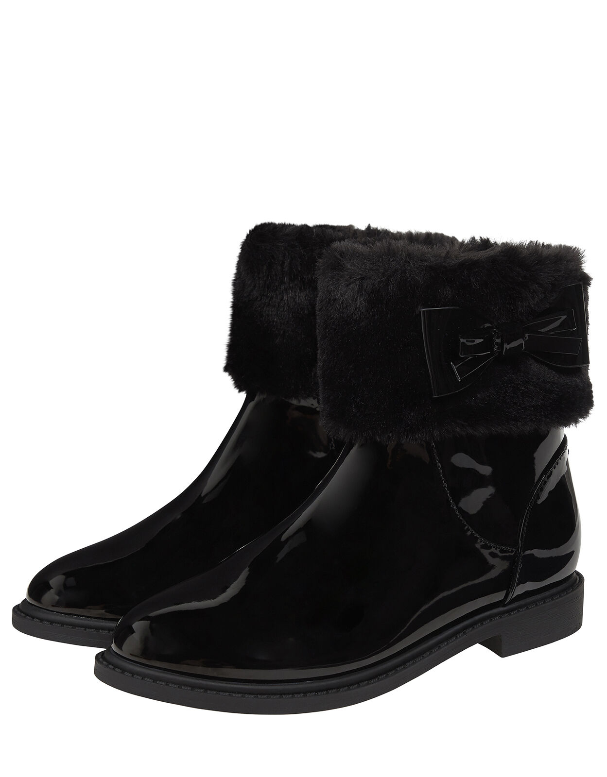 Black ankle boots with fur trim outlet
