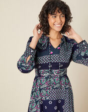 ARTISAN STUDIO Patch Print Dress , Blue (NAVY), large