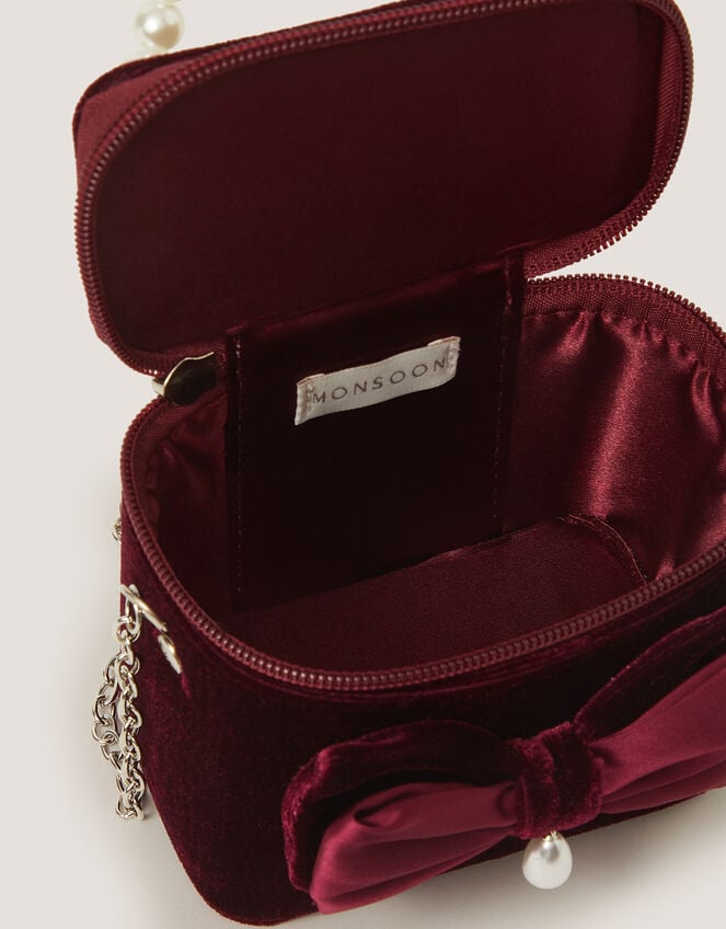 Bow Velvet Bag , Red (BURGUNDY), large