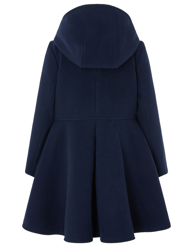 Navy Skirted Coat with Recycled Fabric, Blue (NAVY), large