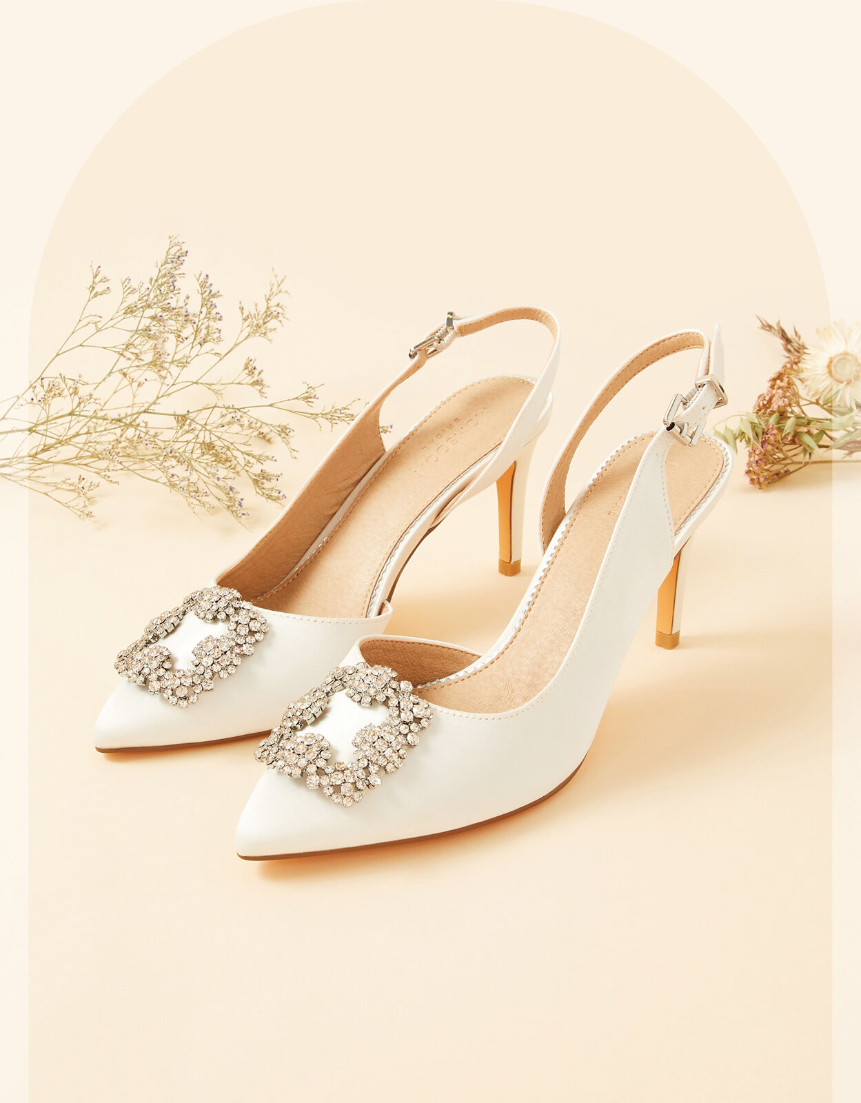 Diamante Trim Pointed Toe Slingback 