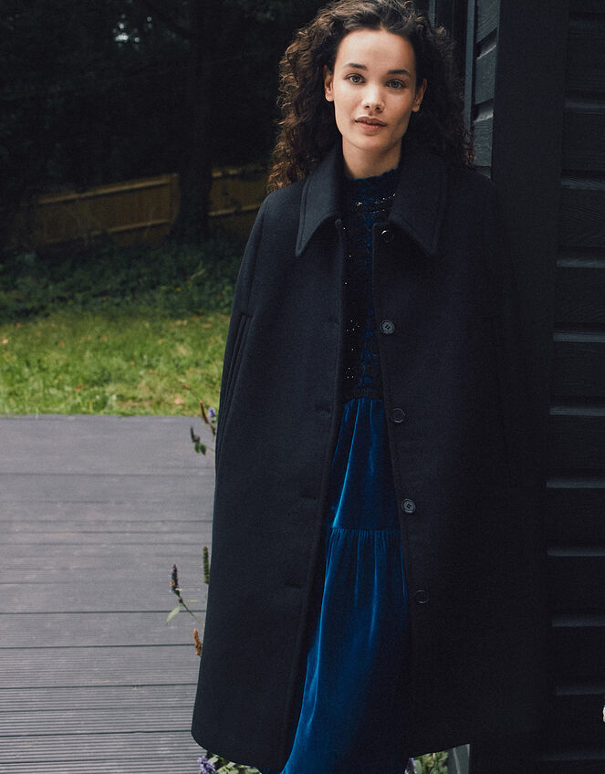 Caroline Sleeveless Coat, Black (BLACK), large