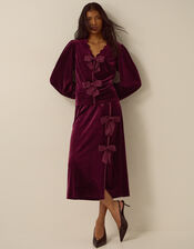 Buffy Bow Velvet Midi Skirt, Red (BURGUNDY), large