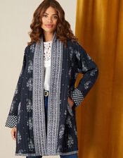 Heston Printed Longline Jacket, Blue (NAVY), large