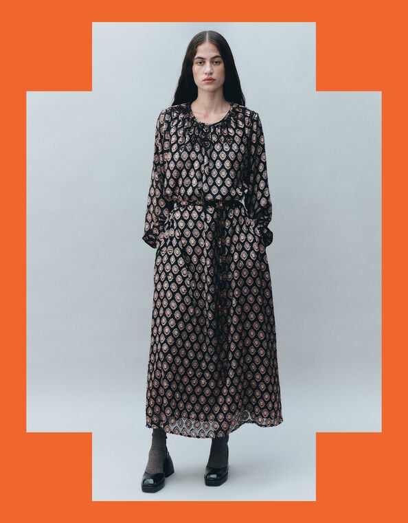 East Pheba Print Maxi Dress, Black (BLACK), large