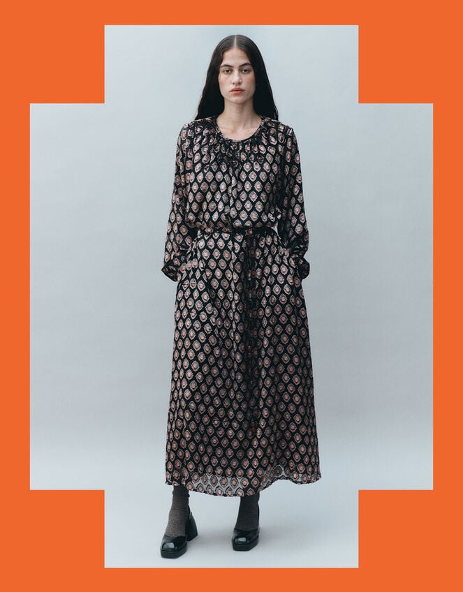 East Pheba Print Maxi Dress, Black (BLACK), large