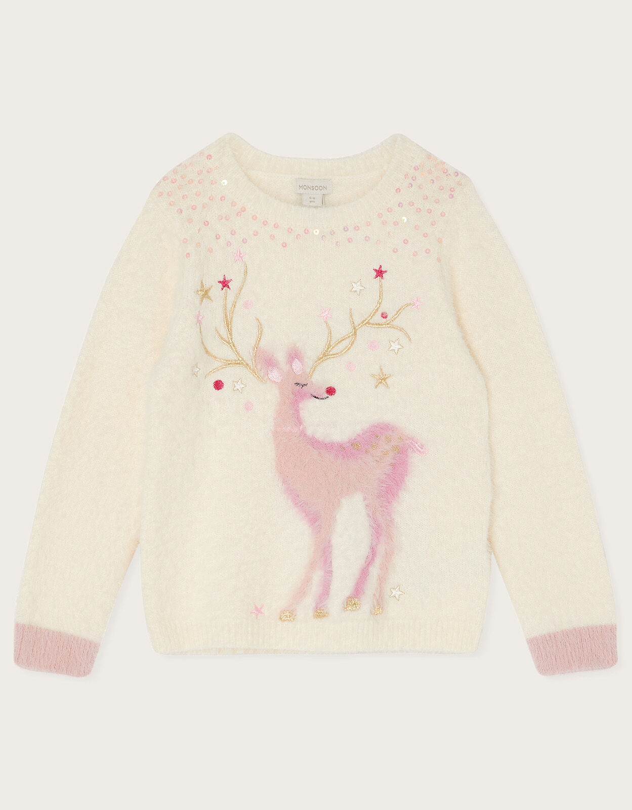 Christmas Reindeer Knitted Jumper Ivory