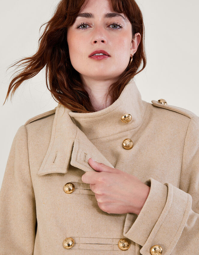 Phoebe Double Breasted Pea Coat, Brown (BISCUIT), large